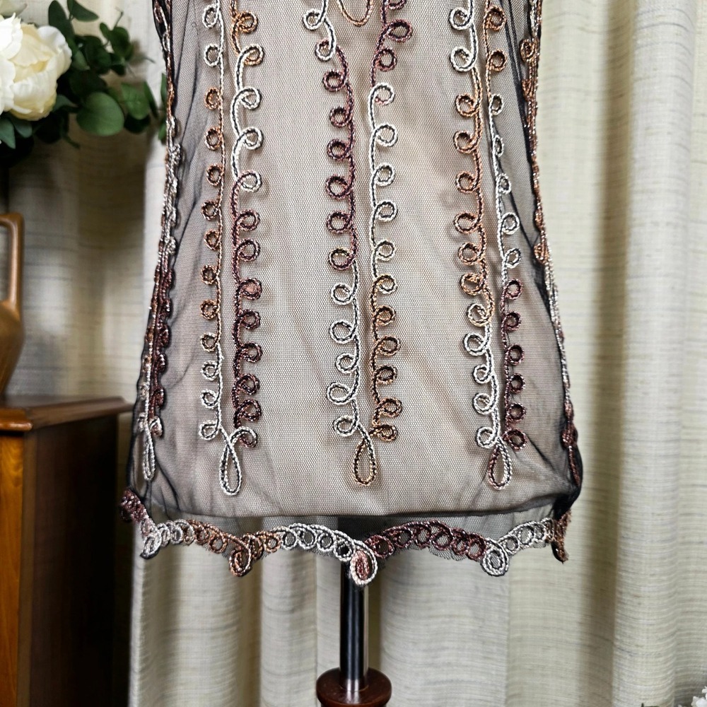 Vintage Pretty Angel Mesh Lace Boho‎ Top Grunge Fairy Y2K Size Medium Silk Blend - Picture 12 of 12